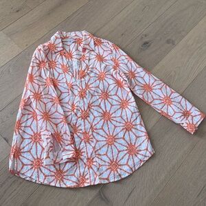 Larsen Gray Geometric Print Pullover Top 100% Cotton size Small